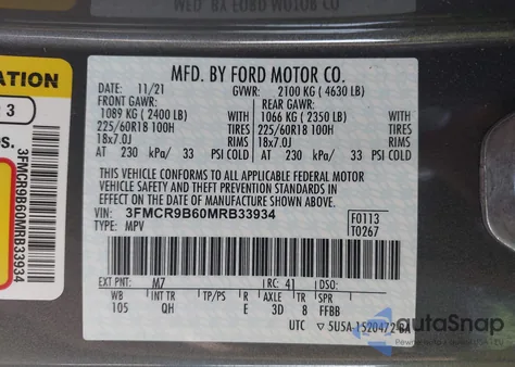 2021 Ford Bronco Sport Big Bend from USA, damaged, VIN 3FMCR9B60MRB33934